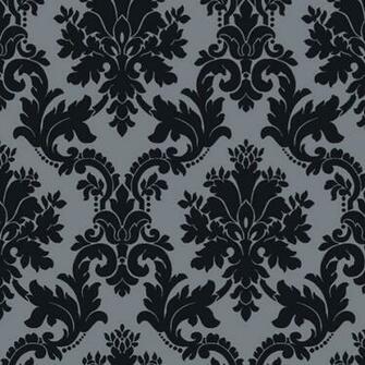 Black Damask Flocked Wallpaper Byron