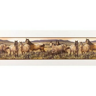Western Bath Wild Mustang Horses Bathroom Wall Border Paper New