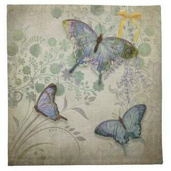 Modern Vintage Wallpaper Floral Design Butterflies Cloth Napkin