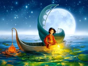 Eastern Lake Moon Magic Wallpaper Resolution Id