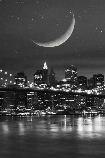 Black And White City The Moon