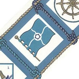 Blue Nautical Wall Border Ocean Room Decor Wallpaper