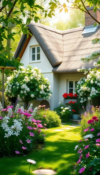Springtime Cottage Wallpaper