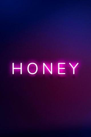 Image Of Honey Neon Pink Text On Indigo Blue