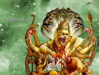 Wallpaper Hindu Narasimha Avatar Green Yellow