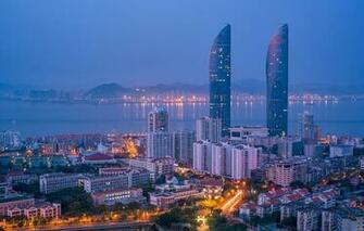 Wallpaper Landscape Mountains Lights River China Building