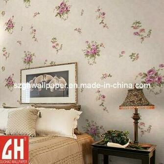 China Country Style Big Flower Vinyl Wallpaper For Bedroom Walls