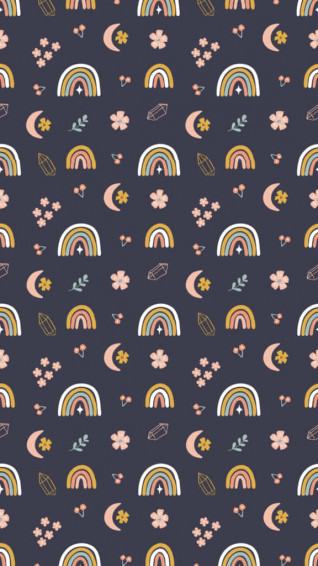A Rainbow And Cloud Pattern On Dark Wallpaper