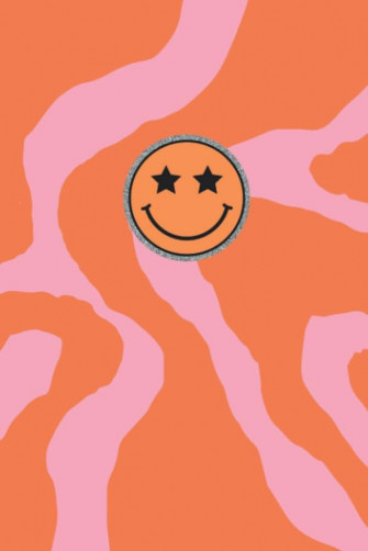 Preppy Journal Orange Glitter Smiley Face Cute Girly Lined