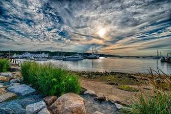 Hintergrund Port Jefferson Harbor Long Island New York