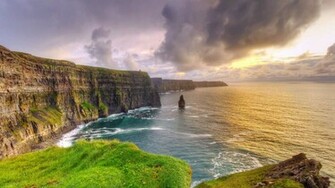 Falaises De Moher Au Coucher Du Soleil Comt Clare Irlande