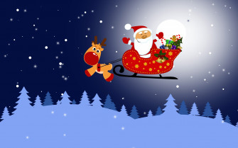 Santa Flying Wallpaper