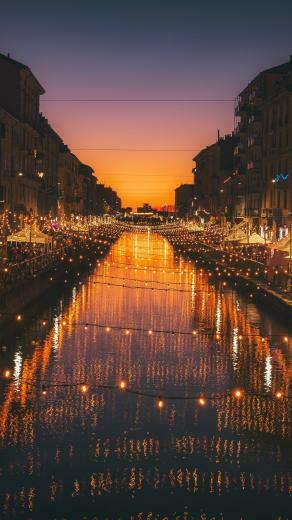 Wallpaper Milan Italy River Evening City