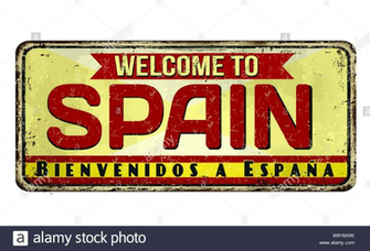 Welcome To Spain Vintage Rusty Metal Sign On A White Background