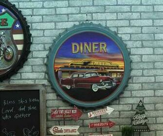 Large 3d Effect Tin Sign Dienr Vintage Metal Painting Beer Cap