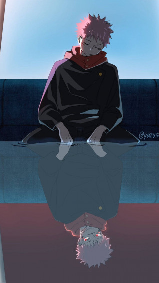 Sleeping Itadori And Sukuna Reflection Jujutsu Kaisen