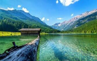 Lake Nature Boathouses Mountain Landscape Log Summer Forest