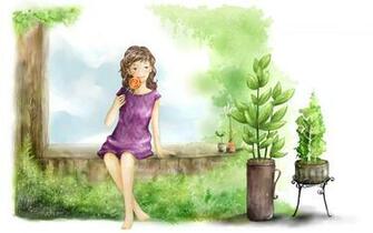 Wallpaper Girl Cartoon Cool Background Lollipop
