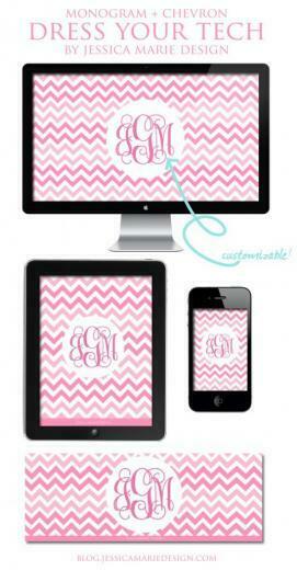 Marie Design Dress Your Tech Chevron Monogram Wallpaper