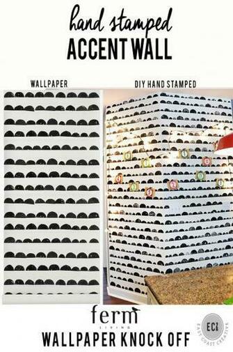 Diy Hand Stamped Accent Wall Wallpaper Statement