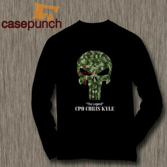 Sr6 Chris Kyle American Sniper Punisher Logo Long Sleeve Hoodie