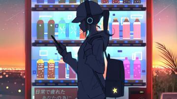 Wallpaper 4k Anime Girl Vending Machine
