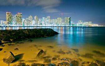 Wallpaper Honolulu Hawaii Night City The Bay