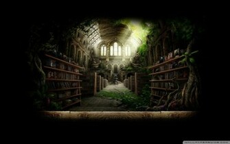 Library Fantasy Wallpaper Art
