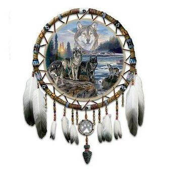 Native American Wolves Dream Catcher Indians Pint