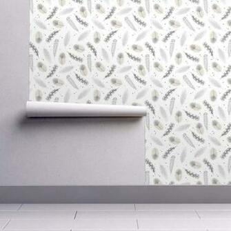 Aztec Wallpaper Roll Monochrome Tribal Boho Feathers Grey Bird