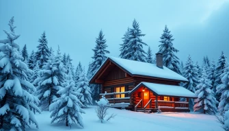 Winter Cabin Wallpaper Image