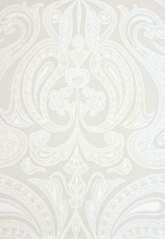 Malabar Wallpaper Light Taupe With Large White Paisley