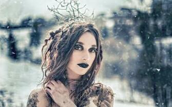 Winter Snow Witch Ocult Dark Flakes Snowflake Babe Look Mood Wallpaper