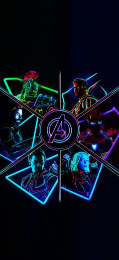 Neon Avengers Full Res Phone Wallpaper Bg Filme