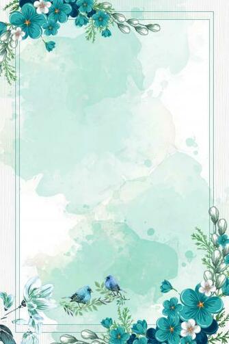 Chinese Style Watercolor Blue Flowers Border Background Vector