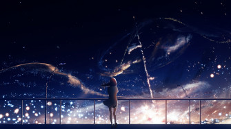 Anime Girls Night Stars Sky Rare Gallery