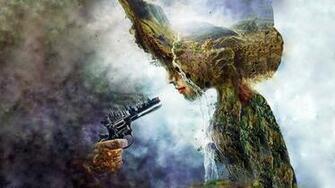 Abstract Nature Industrial Waterfall Pistol Wallpaper HD