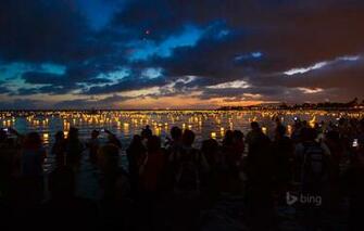 Wallpaper Night People Hawaii Lanterns Ala Moana Beach Park