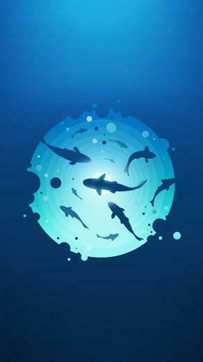 Five Black Fish Material Style Minimalism HD Wallpaper