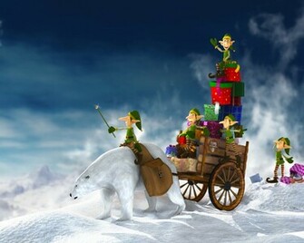 Christmas Animals Wallpaper Polar Bear Sled