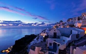 Photo Sunset Santorini Greece Sky