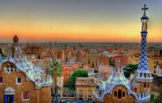 Barcelona City Spain Mountains In Living