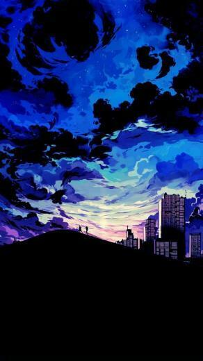 Anime Scenery iPhone X Wallpaper In Blue