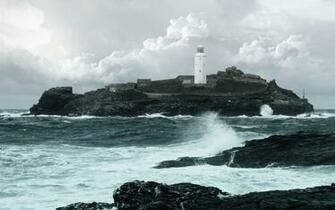 Beacon On Island Desktop Wallpaper