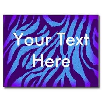 Scene Style Postcard Blue Indigo Zebra Print