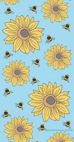Sunflower And Bee Phone Wallpaper