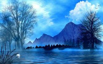 Blue Clouds Morning Mist Nature Sky HD Desktop Wallpaper