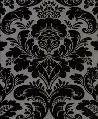 Damask Wallpaper Black Grey Silver Traditional