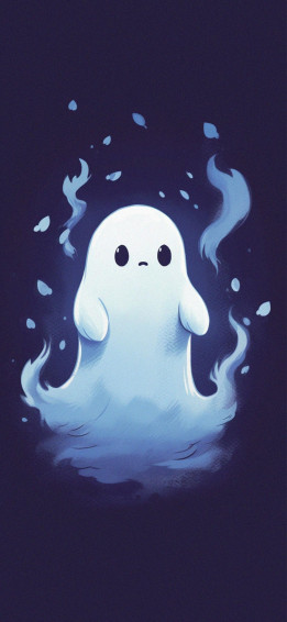 Sad Ghost Dark Blue Wallpaper Aesthetic Halloween