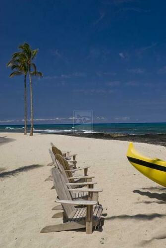 Adirondack Chairs On Beach By Skylarkart